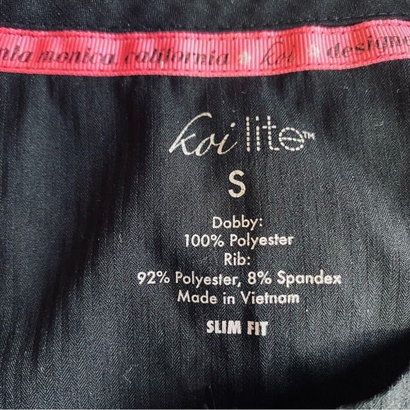 KOI Lite Serenity Double Zipper Neckline Slim Fit Scrub Top, Womens Small, Black - Picture 11 of 11